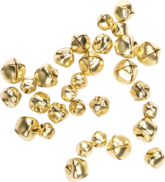 Jingle bells with loop | Color: gold | 30 pieces | Sizes: 8mm, 10mm, 12mm